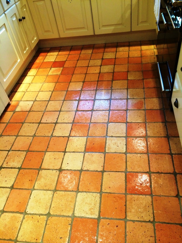 Terracotta Tiled Floor Burbage After Sealing
