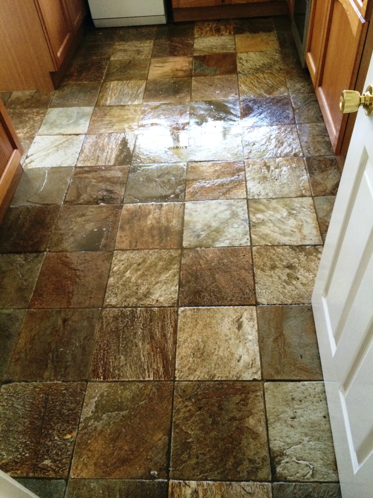 Slate Floor Before Cleaning and Sealing in Trowbridge