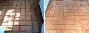 Quarry Tiles in Sherston Before and After Cleaning