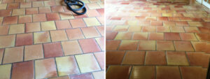 Terracotta Tiles in East Tytherley Before and After Sealing